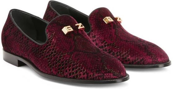 Giuseppe Zanotti Jareth loafers met slangenhuid-effect Rood