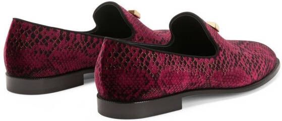 Giuseppe Zanotti Jareth loafers met slangenhuid-effect Rood