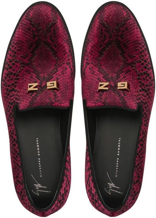 Giuseppe Zanotti Jareth loafers met slangenhuid-effect Rood