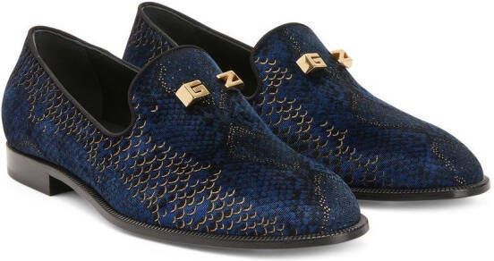 Giuseppe Zanotti Jareth loafers met slangenhuidprint Blauw