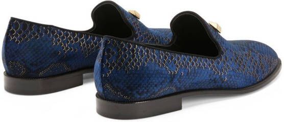 Giuseppe Zanotti Jareth loafers met slangenhuidprint Blauw