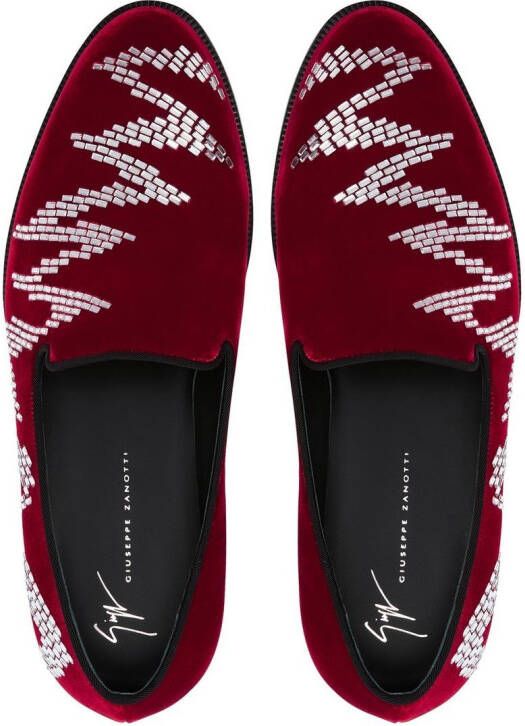 Giuseppe Zanotti Jareth Shake verfraaide loafers Rood