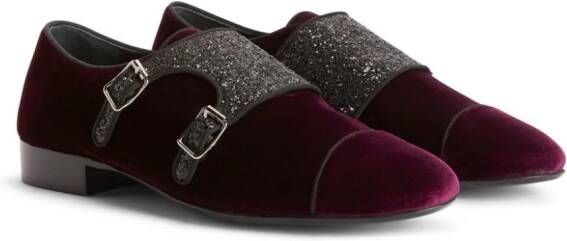 Giuseppe Zanotti Johnny loafers verfraaid met kristallen Rood