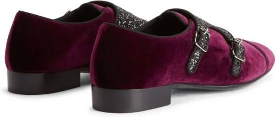 Giuseppe Zanotti Johnny loafers verfraaid met kristallen Rood