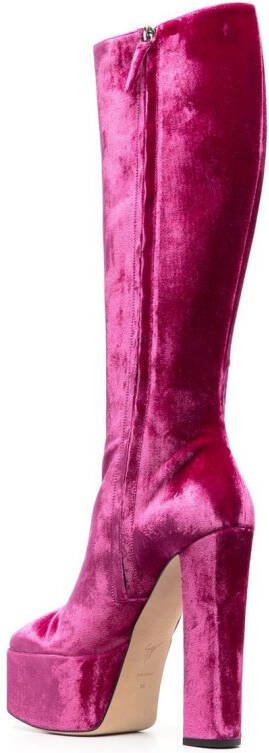 Giuseppe Zanotti Knielaarzen met fluwelen-effect Roze