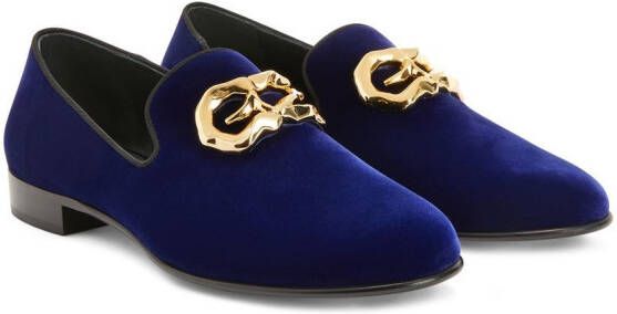 Giuseppe Zanotti Leopoldino fluwelen loafers Blauw