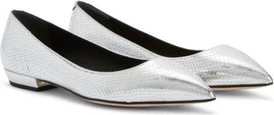 Giuseppe Zanotti Leren ballerina's Zilver
