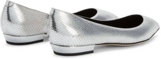 Giuseppe Zanotti Leren ballerina's Zilver
