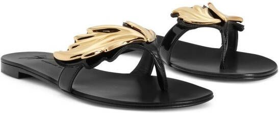 Giuseppe Zanotti Leren teenslippers Zwart