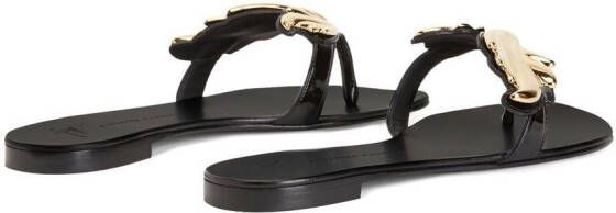 Giuseppe Zanotti Leren teenslippers Zwart