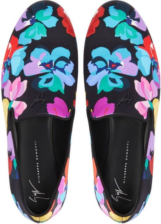 Giuseppe Zanotti Lewis Bloom loafers met print Zwart