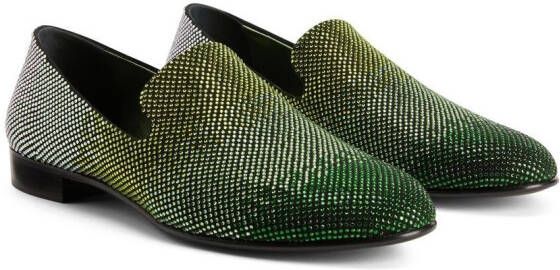 Giuseppe Zanotti Lewis loafers met stras Groen