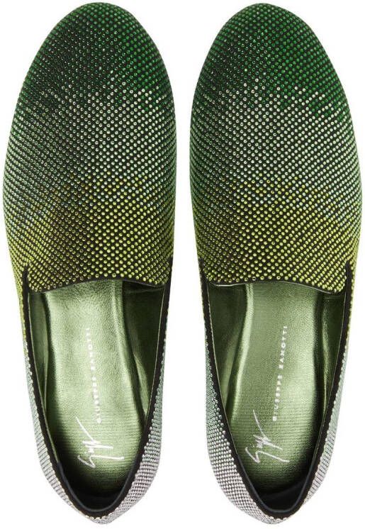 Giuseppe Zanotti Lewis loafers met stras Groen