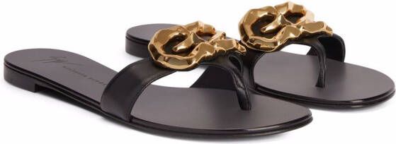 Giuseppe Zanotti Lyra Zali verfraaide slippers Zwart