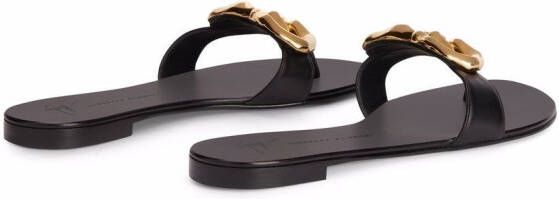 Giuseppe Zanotti Lyra Zali verfraaide slippers Zwart