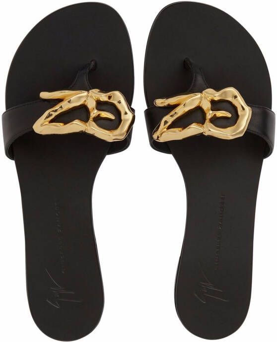 Giuseppe Zanotti Lyra Zali verfraaide slippers Zwart