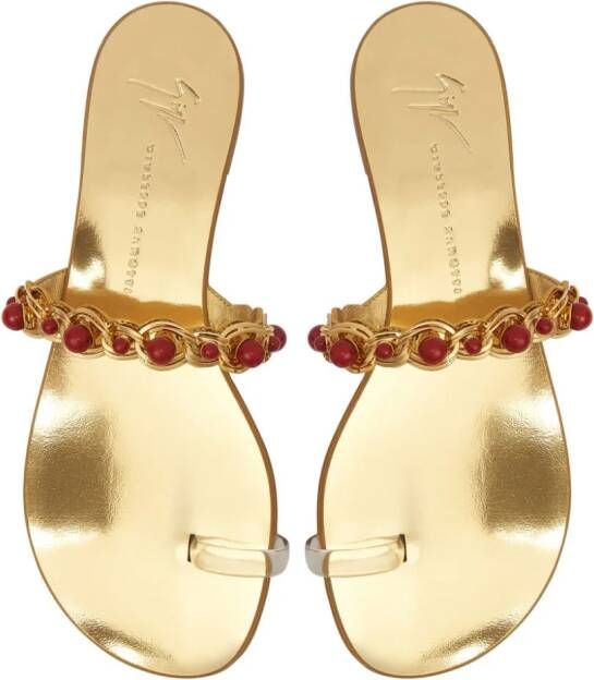 Giuseppe Zanotti Marguerithe sandalen met edelsteen Goud
