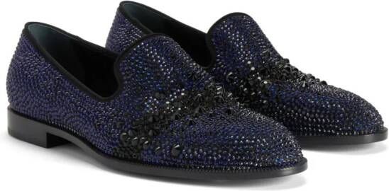 Giuseppe Zanotti Marthinique loafers verfraaid met kristallen Blauw