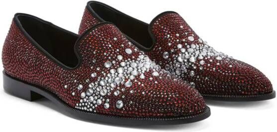 Giuseppe Zanotti Marthinique loafers verfraaid met kristallen Rood