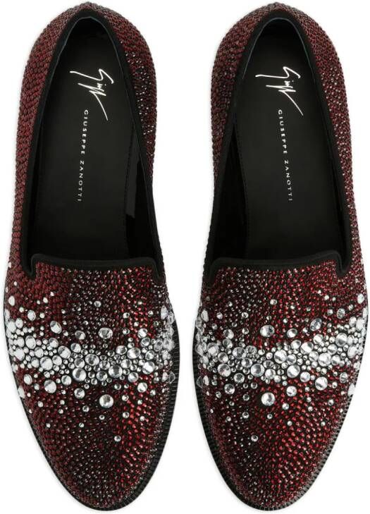 Giuseppe Zanotti Marthinique loafers verfraaid met kristallen Rood