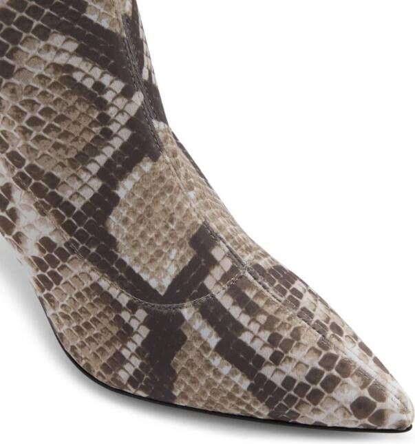 Giuseppe Zanotti Mirea 90mm laarzen met slangenleerprint Groen