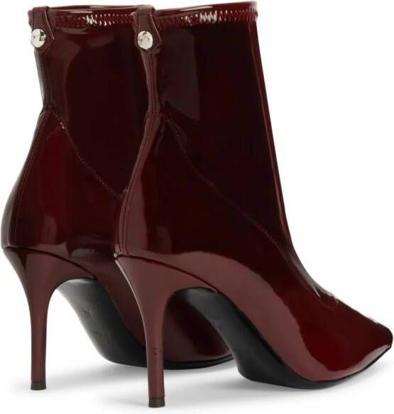 Giuseppe Zanotti Mirea 90mm lakleren enkellaarzen Rood