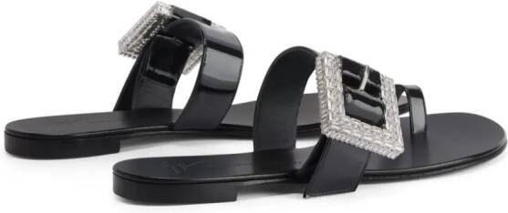 Giuseppe Zanotti Miss Buckle lakleren sandalen verfraaid met kristallen Zwart
