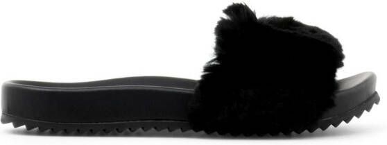 Giuseppe Zanotti Neil Jr. slippers van imitatiebont Zwart