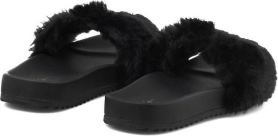 Giuseppe Zanotti Neil Jr. slippers van imitatiebont Zwart