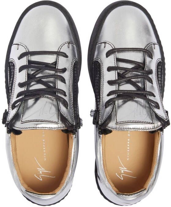 Giuseppe Zanotti Nicki sneakers met veters Zilver