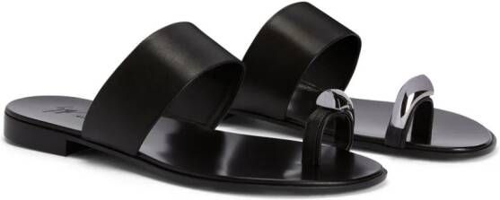 Giuseppe Zanotti Norbert leren slippers Zwart