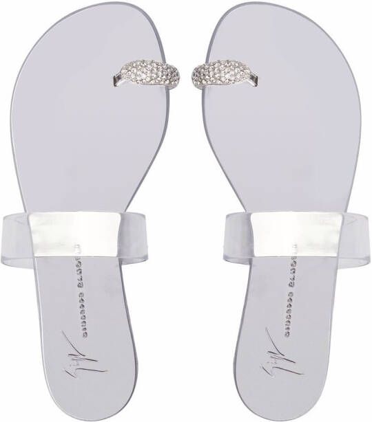 Giuseppe Zanotti Plexi sandalen met ring Zilver