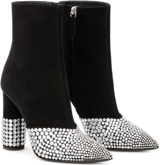 Giuseppe Zanotti Raina enkellaarzen verfraaid met kristallen Zwart