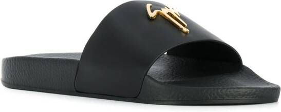 Giuseppe Zanotti riem met gegraveerd logo Zwart