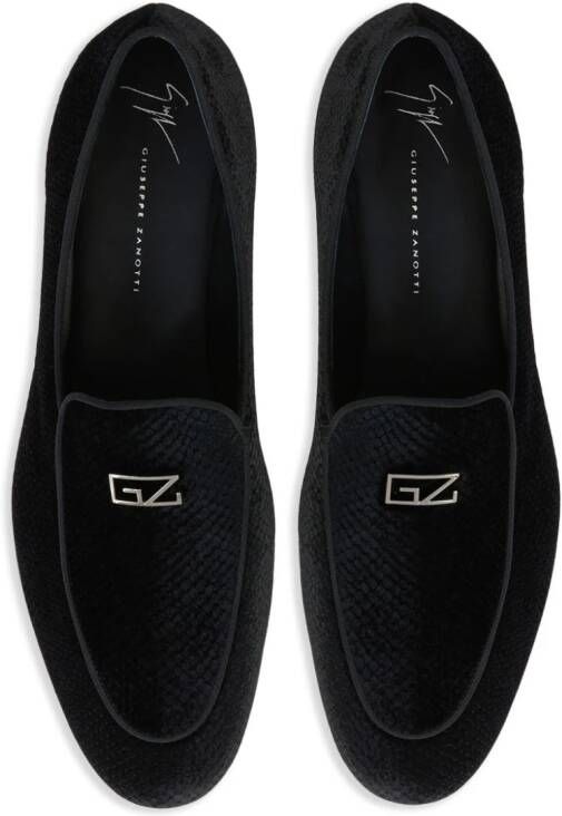 Giuseppe Zanotti Rudolph loafers met slangenleer-effect Zwart