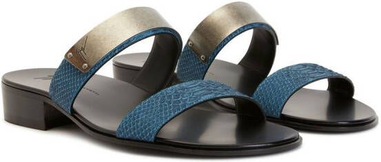 Giuseppe Zanotti Sandalen met slangenleer-effect Blauw