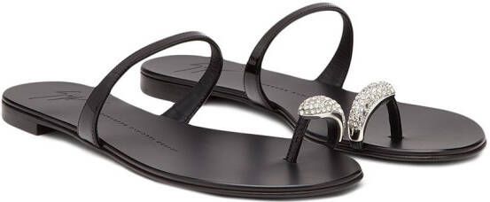 Giuseppe Zanotti Sandalen verfraaid met ring Zwart