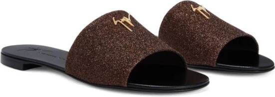 Giuseppe Zanotti Shirley slippers met glitter Bruin