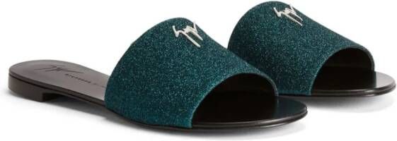 Giuseppe Zanotti Shirley slippers met logo Groen