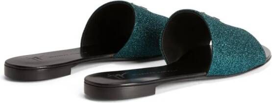 Giuseppe Zanotti Shirley slippers met logo Groen