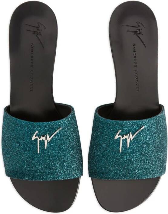 Giuseppe Zanotti Shirley slippers met logo Groen