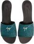 Giuseppe Zanotti Shirley slippers met logo Groen - Thumbnail 4