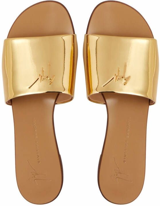 Giuseppe Zanotti Shirley metallic slippers Goud