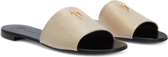 Giuseppe Zanotti Shirley slippers met geometrisch reliëf Beige