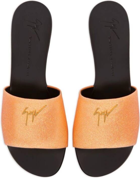 Giuseppe Zanotti Shirley slippers met glitter Oranje
