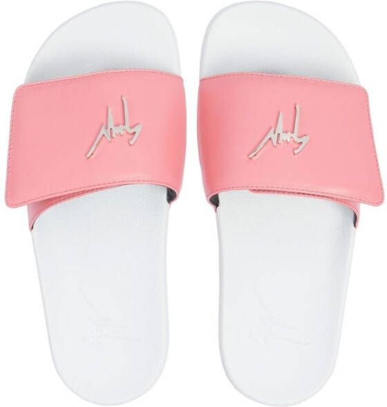 Giuseppe Zanotti Slippers met klittenband Roze