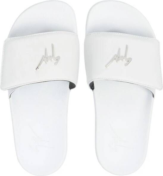 Giuseppe Zanotti Slippers met klittenband Wit