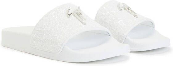 Giuseppe Zanotti Slippers met logo plakkaat Wit