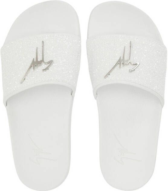 Giuseppe Zanotti Slippers met logo plakkaat Wit