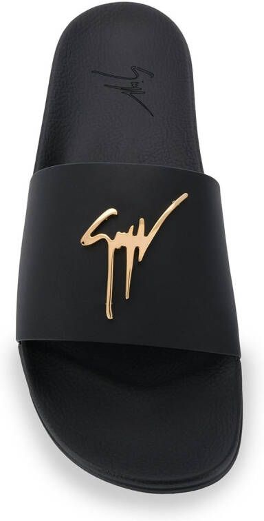 Giuseppe Zanotti Slippers met logo Zwart